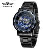 T-WINNER8012 nuevo movimiento mecánico semiautomático azul zafiro fresco reloj para hombre con correa de acero regalo