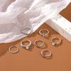 Nuevo Set de Anillos Transfronterizo de Amazon, Set de 7 Anillos Personalizados Retro en Forma de V con Flor de Punto Diamante al por Mayor