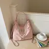 Shuai Mijia 2026 Nueva Moda Lujo Ligero Bolso de Hombro para Estudiante con Cadena de Perlas Texturizada, Gran Capacidad, para Viajes, Debajo del Brazo