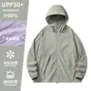 Roupa com Capuz de Proteção Solar UPF50+ em Nylon para Homens e Mulheres, Roupa de Proteção Solar Respirável e Leve para o Verão, Moda Outdoor Anti-Ultravioleta