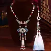 Venta al por mayor del fabricante Collar Yinglu Azul Quemado, Accesorios de Falda con Cara de Caballo, Estilo Antiguo Borla Larga Nube Trasera Hanfu Accesorios Retro Súper de Hada