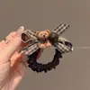 Elástico de Cabelo Xadrez de Urso Estilo Coreano para Mulheres, Presilha de Rabo de Cavalo Fofa e Versátil, Alta Elasticidade, Durável, Suave com o Cabelo