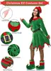 Fantasia de Natal Infantil Conjunto de Vestido Feminino Cosplay Unissex Roupa de Performance de Elfo Verde para Adultos