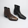 2025 Novas Botas Curtas Estéticas de Borda Dura Bico Fino Salto Grosso Botas Curtas Botas de Motocicleta Femininas Botas Martin Femininas