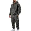 Conjunto casual masculino de inverno com forro de fleece para Amazon transfronteiriço, conjunto de duas peças com top e calça de trabalho esportivo com múltiplos bolsos