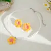 Europa y Estados Unidos collar con colgante de ciruela dopamina para joyería transfronteriza traje flor tridimensional dulce cadena de terciopelo coreano para la clavícula