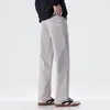 Pantalones casuales rectos de algodón puro para hombre, nuevo modelo de otoño 2026, color liso, holgados, transpirables, versátiles, para negocios casuales