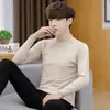 Suéter Transfronterizo para Hombre Suéter Cálido Base Ajustado Cuello Medio Alto Estilo Coreano Elegante Top de Punto