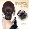 Moño Redondo para el Cabello para Mujeres con Pinza de Garra, Malla Completa para la Parte Trasera de la Cabeza, Moño de Hilo con Flor, Herramienta de Peinado, Moño Falso de Cabello Natural Realista