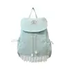 Mochila com Cordão de Bolinhas e Laço para Mulheres, Estilo College, Bolsa para Faculdade e Trabalho, Mochila Pequena Casual para Viagem 2026