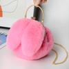 Bolso de Estilo Nuevo para Mujer Estilo Chanel Piel de Conejo Clip Binaural Bolso Portátil para Mujer Bolso Cruzado Bolso DIY Pelo de Imitación de Dibujos Animados