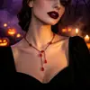 Colar de Halloween estilo gótico escuro transfronteiriço europeu e americano, gargantilha de franja gota de sangue doce e legal, corrente personalizada para clavícula de festa para mulheres