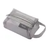 Bolsa de Almacenamiento de Malla Portátil, Estuche Sencillo para Lápices, Bolsa para Pinceles, Diseño de Gran Capacidad Dos en Uno, Bolsa de Cosméticos de Malla Portátil