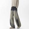 Jeans Machadinha Retrô Estilo Americano Solto Reto Masculino High Street Lavado Velho Gradual Casual Calça de Perna Larga