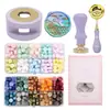 1 Conjunto de Pérolas para Selo de Cera, Conjunto de Carimbos de Selo de Cera com 24 Compartimentos e Pérolas de Cera de Cores Misturadas, Forno Derretedor de Envelopes Correspondente e Pinças
