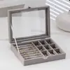 Caja de Joyería de Terciopelo Caja de Almacenamiento para Collares Anillos Pendientes Pendientes Caja de Joyería Doméstica Caja de Almacenamiento de Joyería de Una Sola Capa con Tapa