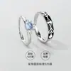 Anillo de pareja de princesa caballero, un par de anillos de plata esterlina, regalo Qixi, diseño de nicho, personalidad de moda simple y original