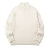Suéter de malha retro minimalista estilo japonês Rumeng com zíper parcial e gola alta para homens, outono, manga raglan, caimento solto, top casual para casais