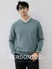 ¡Alta calidad! Suéter de Punto Suave y Liso con Cuello en V para Hombre, Sencillo y Versátil, Tejido Cálido y Antipelusas para Otoño e Invierno