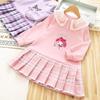Vestido Sudadera para Niña Otoño Nuevo Infantil Casual Estilo Occidental Primavera y Otoño Moda Bebé Lindo Dibujo Animado Vestido Plisado