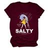 Estación Independiente de Ebay Europea y Americana Ropa Casual y Cómoda para Mujer Salada Todo Allí Sabores Camiseta de Manga Corta con Cuello Redondo