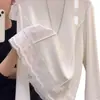 Venta al por mayor del fabricante Otoño e Invierno Camiseta Térmica de Terciopelo de Manga Larga para Mujer con Adorno de Encaje en el Dobladillo, Prenda Interior Cálida