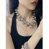 Collar de bolas de plata con cuentas redondas de estilo europeo y americano, de lujo, con personalidad exagerada y de gran sentido, cadena de clavícula de nicho, nuevo estilo para mujer.