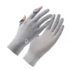 Guantes de Protección Solar Verano Mujer Exterior Ligeros y Cortos Parasol Conducción Seda de Hielo Conductor Ciclismo Deportes Guantes de Seda de Hielo