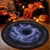 Alfombra decorativa redonda temática de Halloween para uso doméstico, adecuada para salas de estar, a prueba de polvo y resistente a las manchas, se puede usar como alfombra de sofá o mesa de café, y como una alfombrilla de piso fresca y cómoda para dormitorios