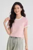 Camiseta Gola Alta Raglan Estilo Americano 220g para Mulheres, Color-Blocking, Franzida, Justa ao Corpo, Afunilada na Cintura, Slim Fit, Moda de Verão Transfronteiriça para Mulheres