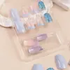 A Mais Nova Manicure Estilo Natalino Patch de Manicure de Alta Qualidade Usável Azul Leite Moda Patch de Unha Postiça Rosa e Branco