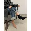 Botas Delgadas de Tacón Alto con Punta de Gamuza Botines Pequeños Bajos Zapatos de Mujer 2025 Nuevos Primavera, Otoño e Invierno Forro de Felpa Estilo Coreano Botines Pequeños