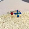 Anel de nó lilás simples colorido feminino estilo chinês estilo antigo azul ardente sul vermelho retro cloisonne anel aberto