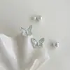 Pendientes de mariposa con aguja de plata y microincrustaciones de circonita verde menta y mambo con gotas de aceite para mujer, frescos, sencillos y veraniegos.