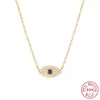Colar Clássico S925 Prata Esterlina Estilo Ins Olhos Azuis Diamante Europa e Estados Unidos Venda Quente Pingente Olho do Diabo Colar Clavícula