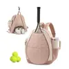 Nova Bolsa de Tênis Feminina Mochila de Tênis Casual com Porta-Copos e Compartimento para Sapatos Bolsa de Raquete de Tênis Acolchoada Bolsa de Pickleball