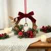 Adornos de Campanillas Pequeñas de Navidad, Decoración de Escena de Piña de Árbol de Navidad con Lazo de Terciopelo, Suministros Decorativos Pequeños Colgantes