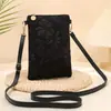 Bolso cruzado de tela jacquard floral vintage para mujer, bolso simple y ligero para teléfono y monedero, cierre de cremallera, correa ajustable