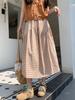 Falda de Cuadros Retro Artística con Sentido del Diseño para Mujer, Verano, Cintura Alta, Versátil, Longitud Media, Costuras, Falda de Línea A, Falda Larga con Vuelo