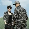 Roupas de trabalho Terno Masculino Roupas de treinamento militar Roupas de treinamento para estudantes do sexo feminino Outono e inverno Espessado Resistente ao desgaste Proteção do trabalho Roupas de trabalho Camuflagem Roupas de verão