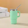 Taza de coche mini de 4 oz para viajes transfronterizos con asa, taza de hielo de acero inoxidable al vacío, taza de café portátil para exteriores con pajita