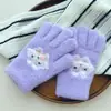 Guantes Infantiles para Edades de 8 a 12 Años, Guantes de Invierno Cálidos Tejidos para Estudiantes de Primaria Niños y Niñas, Lindos con Forro de Felpa para Prevenir el Frío, Líneas de Dedos de Dibujos Animados