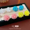 Aretes Redondos de Flor de Cúmulo de Perlas de Arroz Aguja de Plata Moda Versátil para Viajar Pendientes Retro Pendientes Simples de Lujo Ligero para Mujer