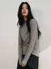 Camisa Base de Acetato de Tencel y Lana para Mujer, Nuevo Top Básico de Cuello Redondo Medio para Otoño/Invierno, Camiseta Básica de Cuello Semi-Alto