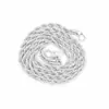 Collar de Giro de Joyería de Moda Europea y Americana de Venta Caliente Transfronteriza Plateado 4mm Collar de Cuerda Trenzada Brillante Venta Directa de Fábrica