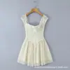 Vestido de Verano 2026 Estilo Nuevo Estilo Puro Deseo Estilo Francés Dulce Romántico Fresco Encaje Floral Lazo Ajustado