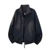 Chaqueta piloto impermeable con cuello alto para hombre, estilo primavera y otoño, chaqueta corta de béisbol de ala de murciélago de alta costura estilo granero americano
