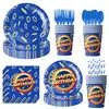 Set de Vajilla Desechable Temática de Sonic Más Vendido Transfronterizo: Vasos de Papel, Platos de Papel, Servilletas, Cubiertos, Set de Decoración de Cumpleaños