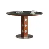 Mesa redonda de comedor para apartamento pequeño estilo antiguo Mesa de comedor de metal retro francés de madera maciza de roca Mesa redonda Bobo