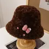 Chapéu de Pescador Feminino Outono e Inverno Novo Estilo Desenho Animado Ragdoll Moda Rosto Exposto Pequeno Chapéu de Bacia Recheado Chapéu Quente à Prova de Frio